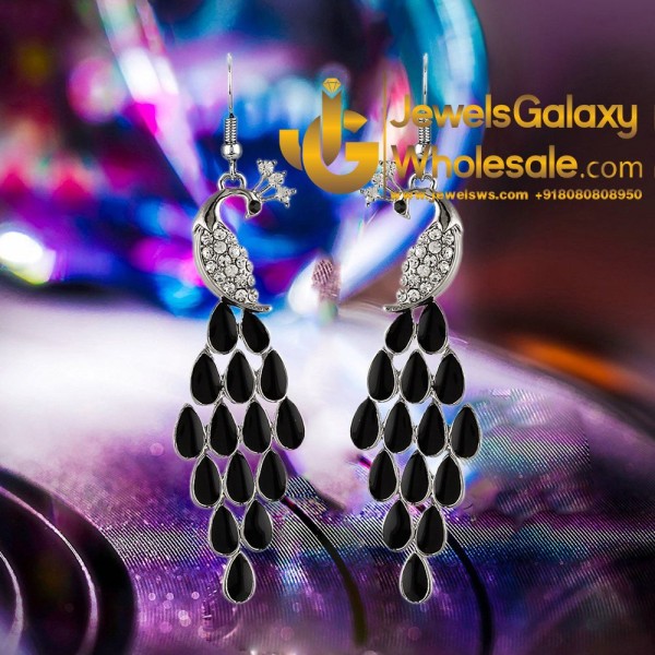 American Diamond Peacock Design Drop Earrings 1514